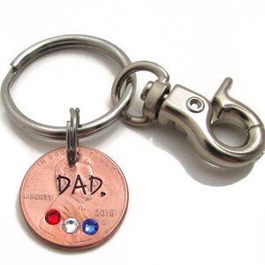 Regalo personalizzato per papà, portachiavi con un centesimo, portachiavi personalizzato per papà, portachiavi personalizzato, pietra portafortuna personalizzata, papà fortunato, regalo di Natale per uomo