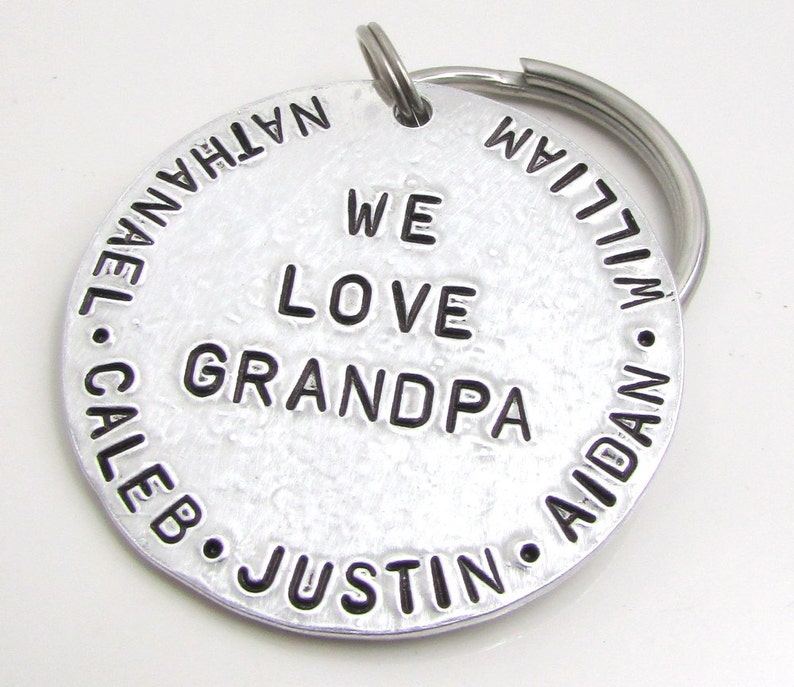 Personalized Father's Day Gift, Personalized Keychain Gift for Grandpa, Grandpa Keychain, Hand Stamped Keychain, Grandpa Gift 010 image 1