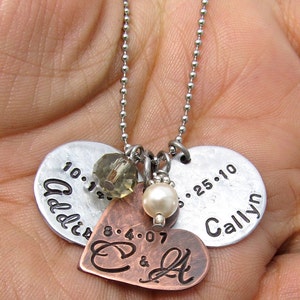 Personalized Necklace for Mom, Hand Stamped Jewelry, Mom Necklace, Personalized Mothers Necklace, Engraved Family Necklace, Mothers Day Gift image 5