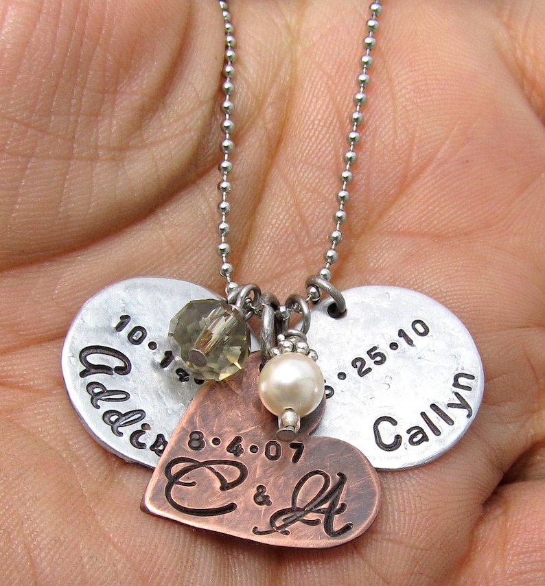 Personalized Necklace for Mom, Hand Stamped Jewelry, Mom Necklace, Personalized Mothers Necklace, Engraved Family Necklace, Mothers Day Gift image 5