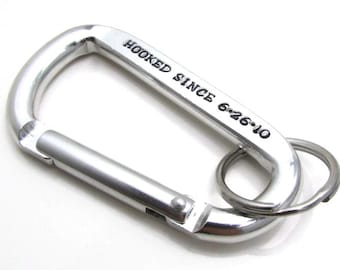 Personalized Carabiner Keychain, Hand Stamped Customized Gifts, Aluminum Keychain, Gift for Him