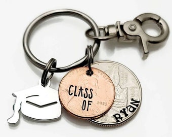 Class of 2023 Graduation Gift Idea, Personalized Graduation Keychain, Personalized Grad Gift, Personalized Penny Keychain, Grad Gift for Him