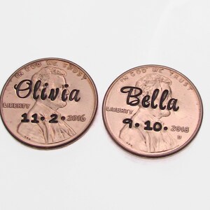 Personalized Name Penny, Personalized Pocket Token qty of 1, Hand Stamped Penny Keepsake, Custom Lucky Penny, Pocket Token, Unique Gift image 2