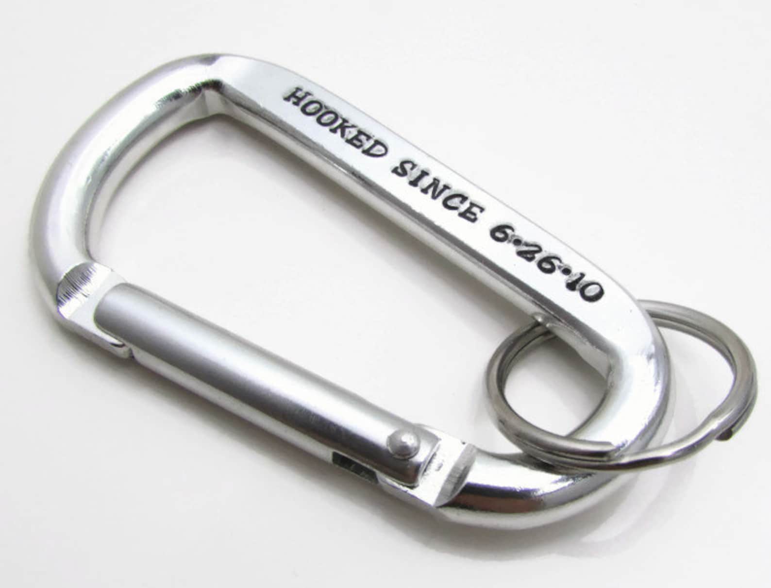 Mens Personalized Keychain Carabiner Keychain Hand Stamped Etsy