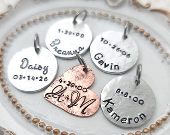 Hand Stamped Personalized Pendants for Necklaces and Bracelets, Add On Custom Name Pendants