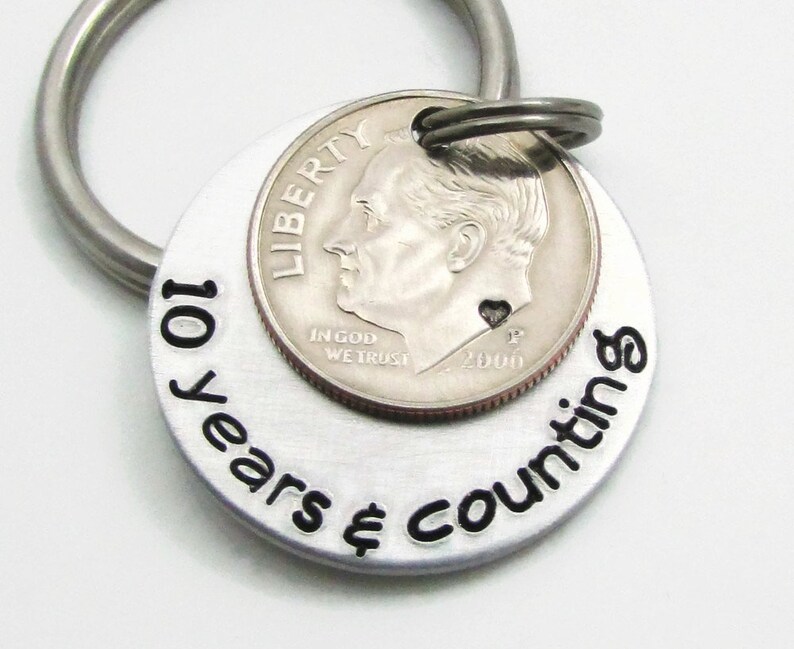 10th Wedding Anniversary Gift Personalized Keychain 10 Years Etsy