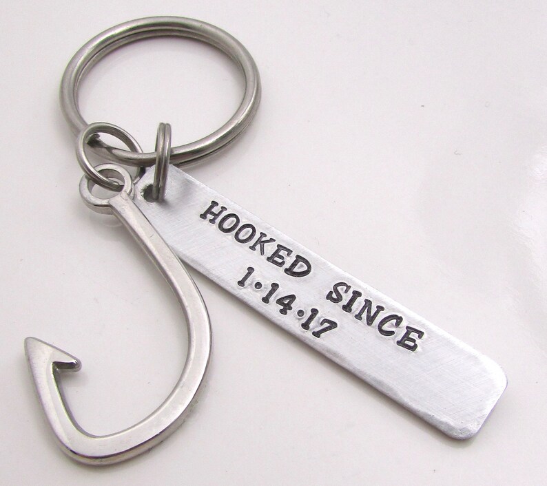 Mens Personalized Keychain Fishing Keychain Hand Stamped Etsy