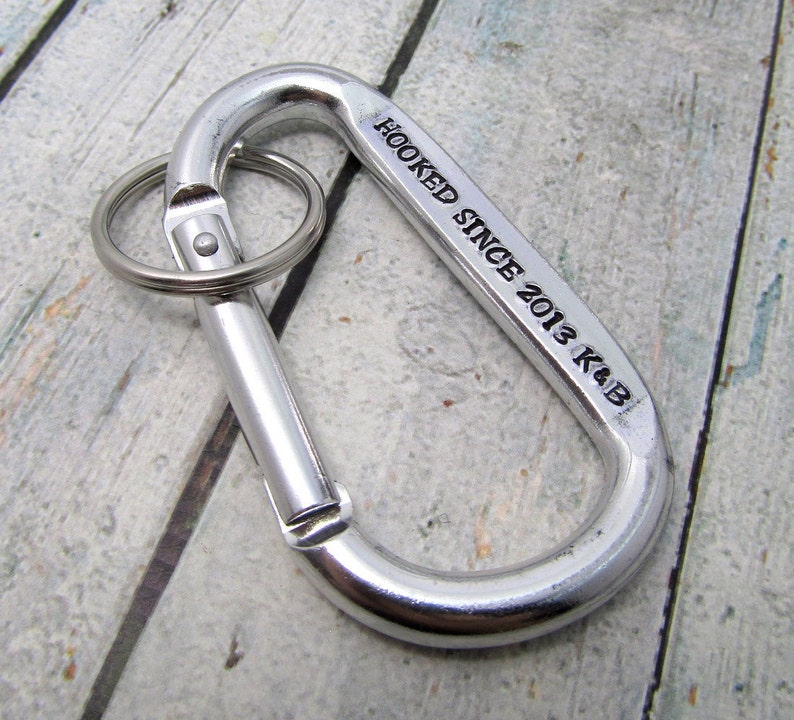 Mens Personalized Keychain Carabiner Keychain Hand Stamped Etsy