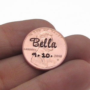 Personalized Name Penny, Personalized Pocket Token qty of 1, Hand Stamped Penny Keepsake, Custom Lucky Penny, Pocket Token, Unique Gift image 5