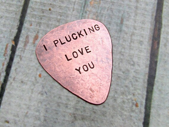 personalized guitar pick hand stamped copper guitar pick etsy