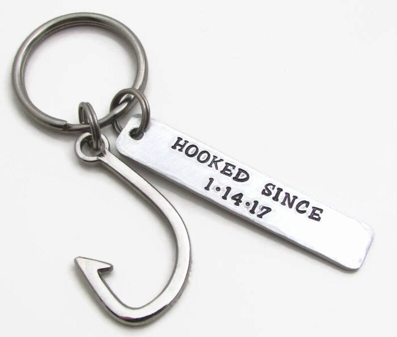 Mens Personalized Keychain Fishing Keychain Hand Stamped Etsy
