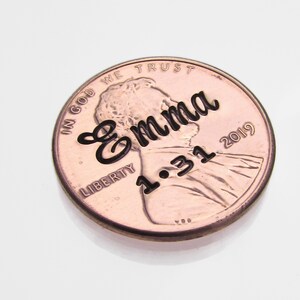 Personalized Name Penny, Personalized Pocket Token qty of 1, Hand Stamped Penny Keepsake, Custom Lucky Penny, Pocket Token, Unique Gift image 7