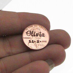 Personalized Name Penny, Personalized Pocket Token qty of 1, Hand Stamped Penny Keepsake, Custom Lucky Penny, Pocket Token, Unique Gift image 4