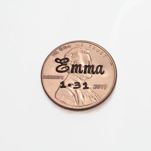 Personalized Name Penny, Personalized Pocket Token qty of 1, Hand Stamped Penny Keepsake, Custom Lucky Penny, Pocket Token, Unique Gift image 8