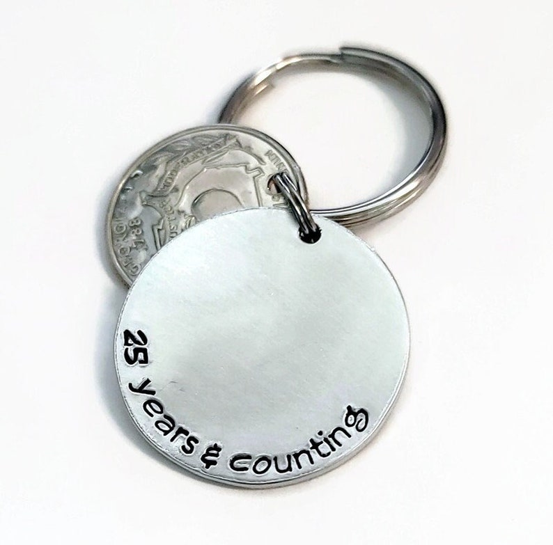 Anniversary Keychain for Him, Unique 25th Anniversary Gift to Celebrate a Lifetime of Love, Personalized Anniversary Keychain image 4
