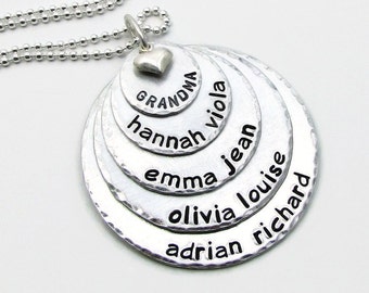 Grandma Necklace - Hand Stamped Jewelry - Personalized Mother's Necklace - Personalized Mom Necklace Grandmother Necklace Gift for Her (120)