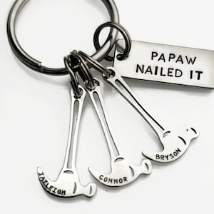Personalized Grandpa Gift, Hammer Keychain, Customized Dad Keychain, Personalized Keychain, Fathers Day Personalized Tool Gift for Man