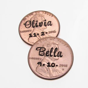 Personalized Name Penny, Personalized Pocket Token qty of 1, Hand Stamped Penny Keepsake, Custom Lucky Penny, Pocket Token, Unique Gift image 6