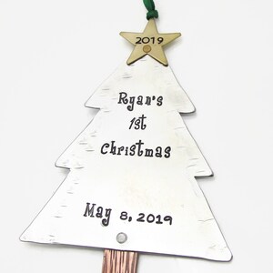 Baby's First Christmas Ornament, Custom Ornament, Hand Stamped Personalized Ornament, Xmas Tree Ornament image 2