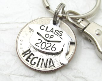 Personalized Graduation Keychain, Class of 2026, State Quarter Charm