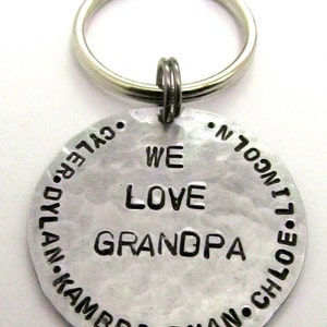 Personalized Father's Day Gift, Personalized Keychain Gift for Grandpa, Grandpa Keychain, Hand Stamped Keychain, Grandpa Gift 010 image 3