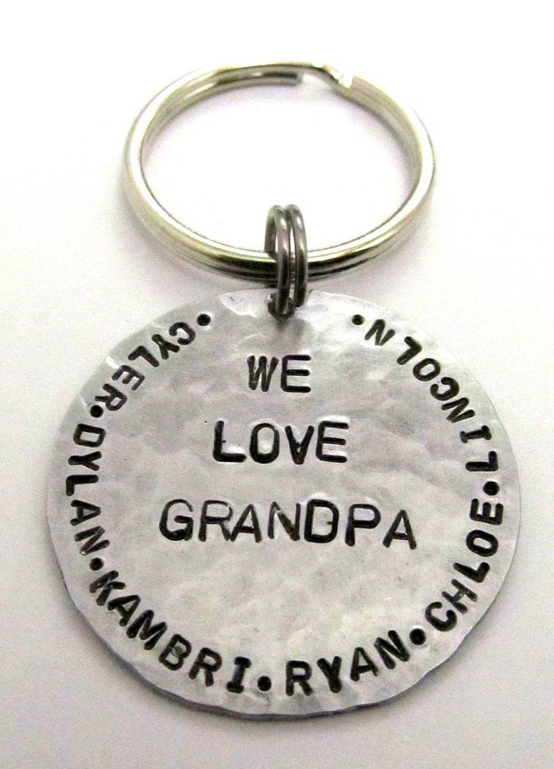 Personalized Father's Day Gift, Personalized Keychain Gift for Grandpa, Grandpa Keychain, Hand Stamped Keychain, Grandpa Gift 010 image 3
