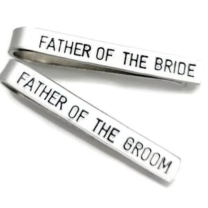 Father of the Bride and Groom Personalized Tie Clips - Hand Stamped Tie Clip - Custom Tie Bar - Men's Wedding Accessories - Wedding Party