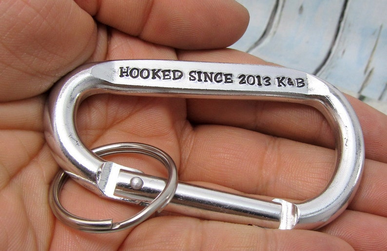 Mens Personalized Keychain Carabiner Keychain Hand Stamped Etsy