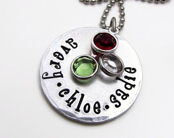 Personalized Jewelry, Hand Stamped Necklace, Personalized Birthstone Necklace, Mom Necklace, Personalized Necklace for Mother Day Gift