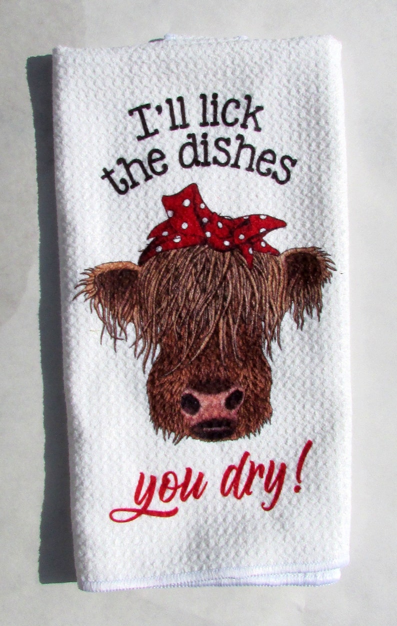 Funny Country Cow Kitchen Towels Custom Waffle Weave Towel Etsy