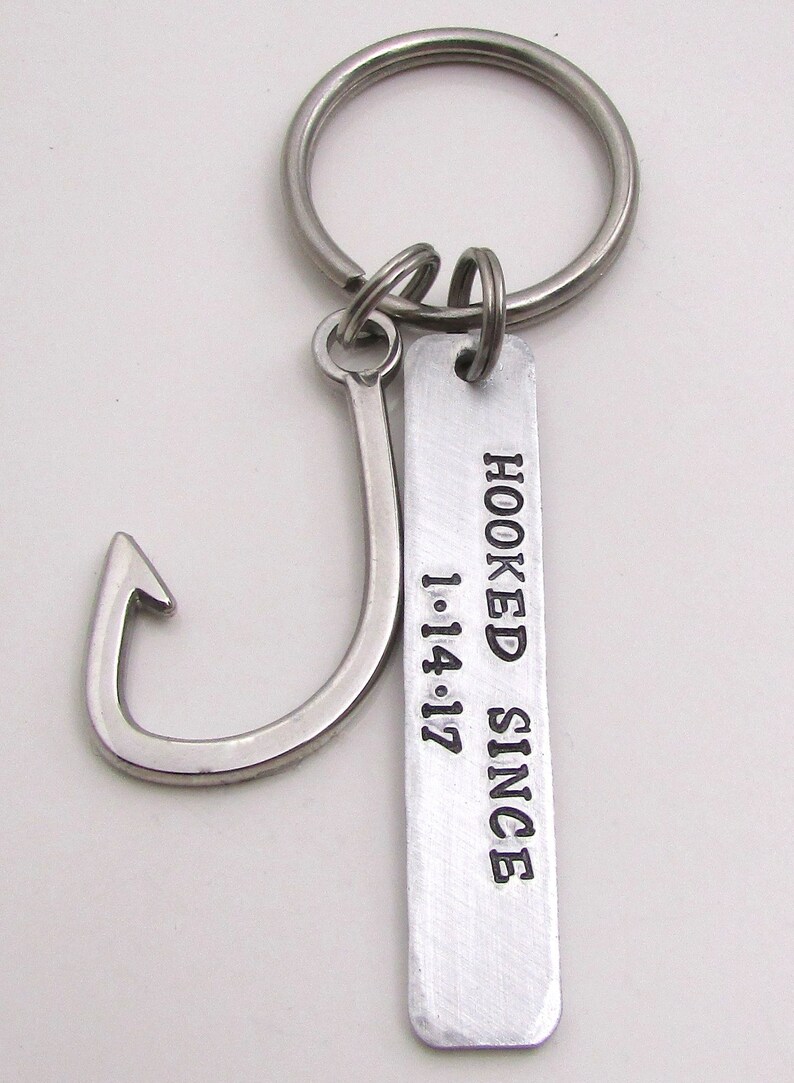 Mens Personalized Keychain Fishing Keychain Hand Stamped Etsy