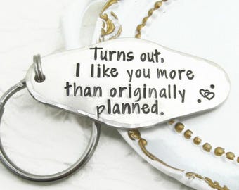 Hand Stamped Pewter Keychain | Funny Love Gift for Boyfriend
