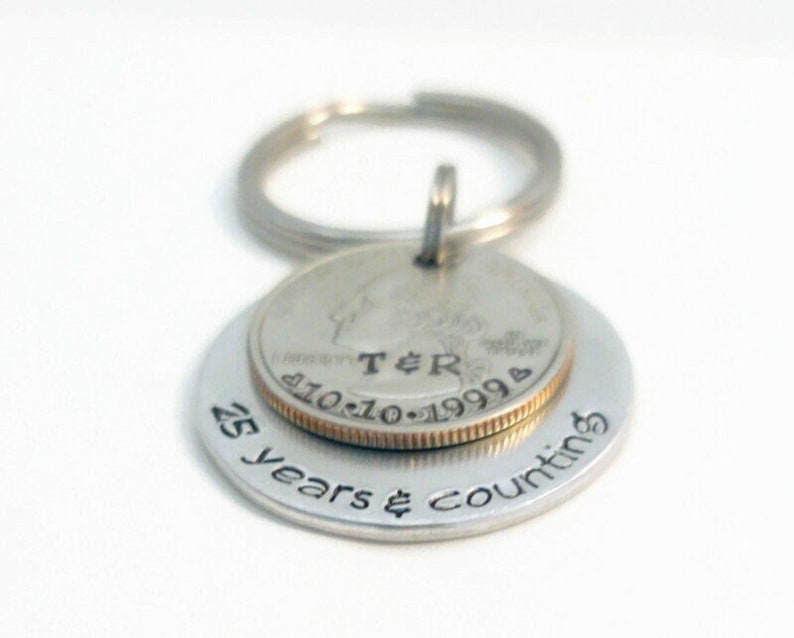 Anniversary Keychain for Him, Unique 25th Anniversary Gift to Celebrate a Lifetime of Love, Personalized Anniversary Keychain image 5