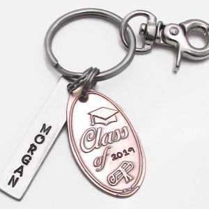 Graduation Gift, Personalized KeyChain Hand Stamped Keychain Pressed Penny High School Senior Keychain Class Of 2019 Senior Gift image 2