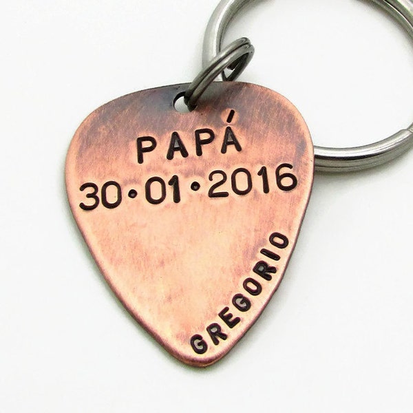 Personalized Keychain - Dad Keychain - Personalized Guitar Pick - Fathers Day Gift,  Stamped Keychain, Custom Gift for Him, Personalized Dad