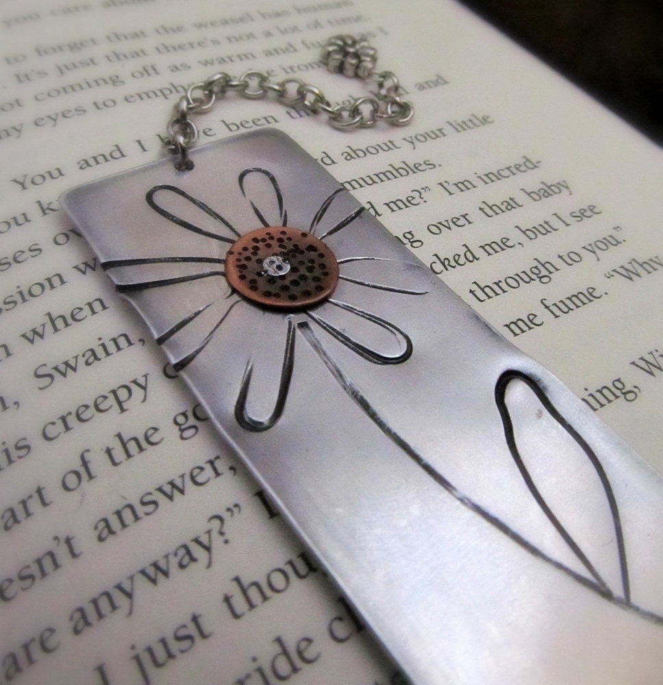 Hand Stamped Flower Bookmark