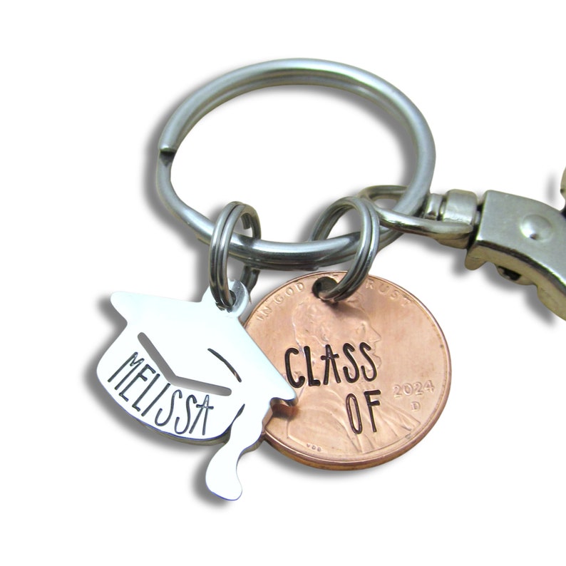 Class of 2024 Graduation Gift Idea, Personalized Graduation Keychain, Personalized Grad Gift, Personalized Penny Keychain, Grad Gift for Him image 5