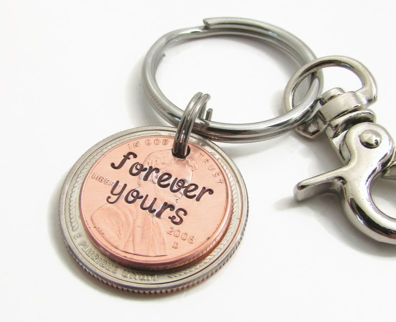 Personalized Keychain Hand Stamped Keychain State Coin Etsy