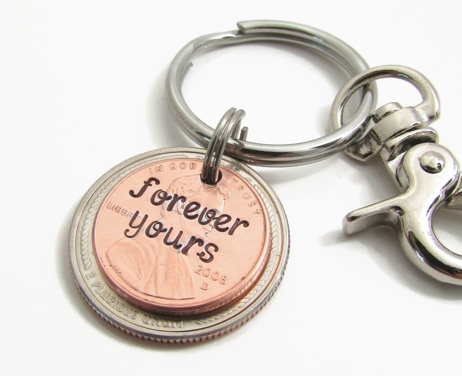 Personalized KeyChain Hand Stamped KeyChain State Coin Etsy