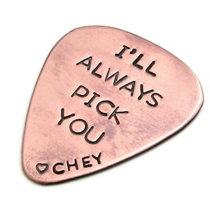 Personalized Guitar Pick - Hand Stamped Copper Guitar Pick - Mens Gift - Gift for Him engraved -  Gift for Him Personalized Gift, Valentines