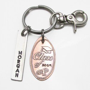 Graduation Gift, Personalized KeyChain Hand Stamped Keychain Pressed Penny High School Senior Keychain Class Of 2019 Senior Gift image 6