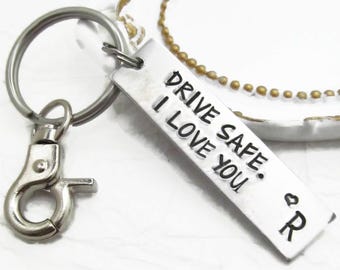 Drive Safe Keychain | Personalized Hand Stamped Aluminum Keyring