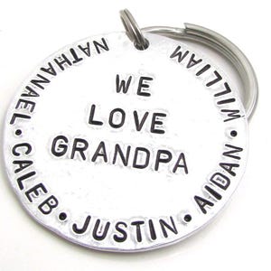 Personalized Hand Stamped Keychain: Gift for Grandpa
