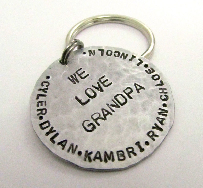 Personalized Father's Day Gift, Personalized Keychain Gift for Grandpa, Grandpa Keychain, Hand Stamped Keychain, Grandpa Gift 010 image 4