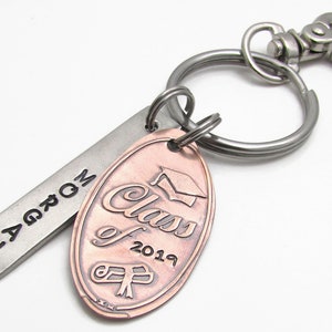 Graduation Gift, Personalized KeyChain Hand Stamped Keychain Pressed Penny High School Senior Keychain Class Of 2019 Senior Gift image 4