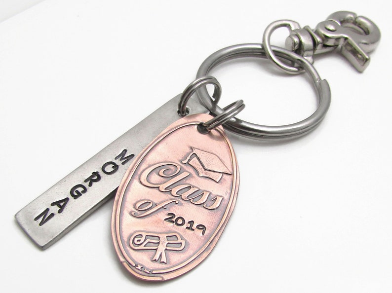 Graduation Gift, Personalized KeyChain Hand Stamped Keychain Pressed Penny High School Senior Keychain Class Of 2019 Senior Gift image 4