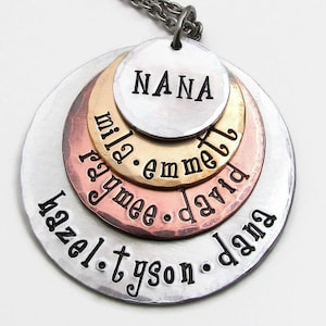 Personalized Necklace - Personalized Mother&#39;s Necklace - Hand Stamped Jewelry - Personalized Grandmother Necklace Family Necklace (120)