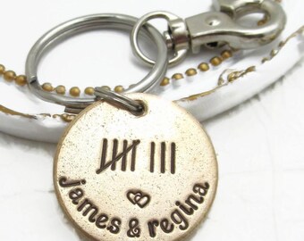 Personalized Bronze Anniversary Keychain | Tally Mark Years of Love