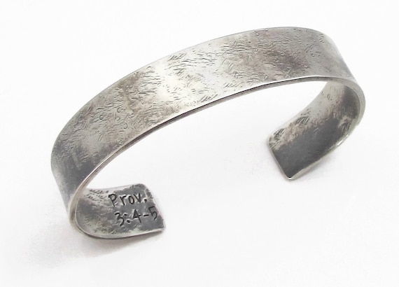 Personalized Sterling Silver Cuff Bracelet: Hand Stamped Hidden Message