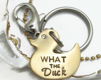 Hand Stamped Duck Keychain | Funny Pun Keyring